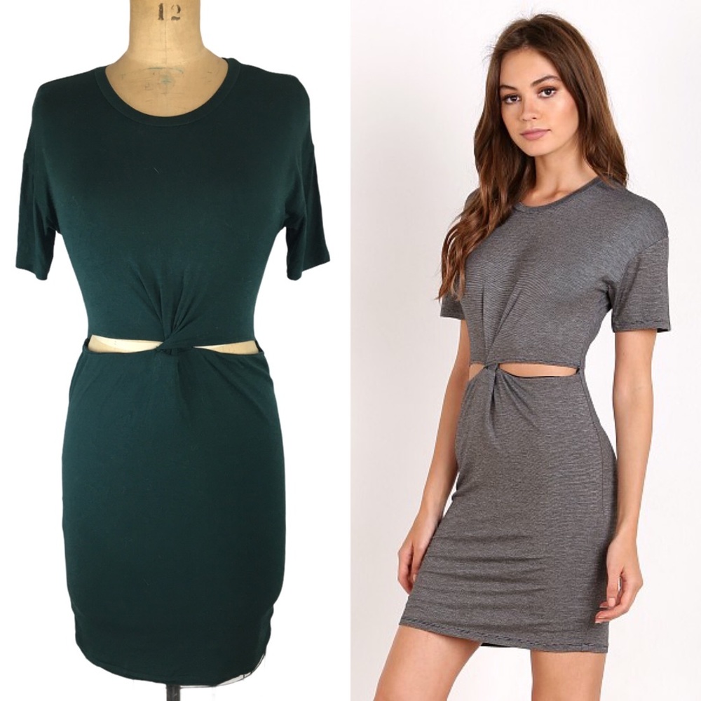 Bella Luxx (Revolve) Green Jersey Twist Front Fitted Dress Size M